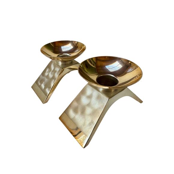 Vintage WMF Ikora Brass Candleholders – Sculptural Mid-Century Pair (Germany) - Picture 2 of 9